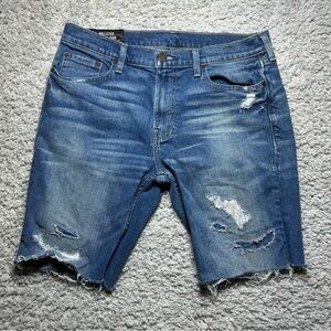Hollister Shorts Mens 33 Denim Cut Offs Distressed Raw Hem Frayed Grunge Party